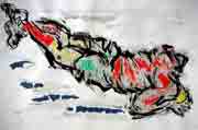 essai de rugby, collage de l'artiste assoumov, peintre du rugby