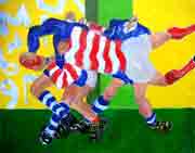 placage de rugby, peinture de l'artiste marine assoumov, peintre du rugby